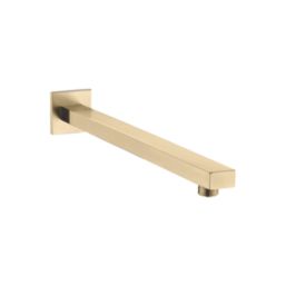 Iowa HP/Combi Flexible Concealed Brushed Brass Thermostatic Square Concealed Shower Mixer with Riser Handset & Overhead Outlet