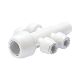 Hep2O  Plastic Push-Fit Reducing 4 Port Keyless Spigot Manifold (Opposite Sides) 22mm x 10mm