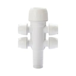 Hep2O  Plastic Push-Fit Reducing 4 Port Keyless Spigot Manifold (Opposite Sides) 22mm x 10mm