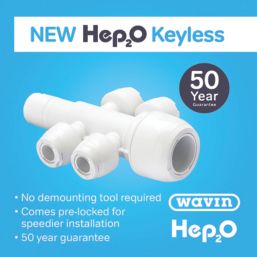 Hep2O  Plastic Push-Fit Reducing 4 Port Keyless Spigot Manifold (Opposite Sides) 22mm x 10mm