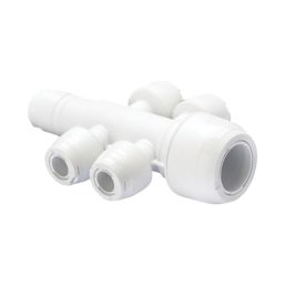 Hep2O  Plastic Push-Fit Reducing 4 Port Keyless Spigot Manifold (Opposite Sides) 22mm x 10mm