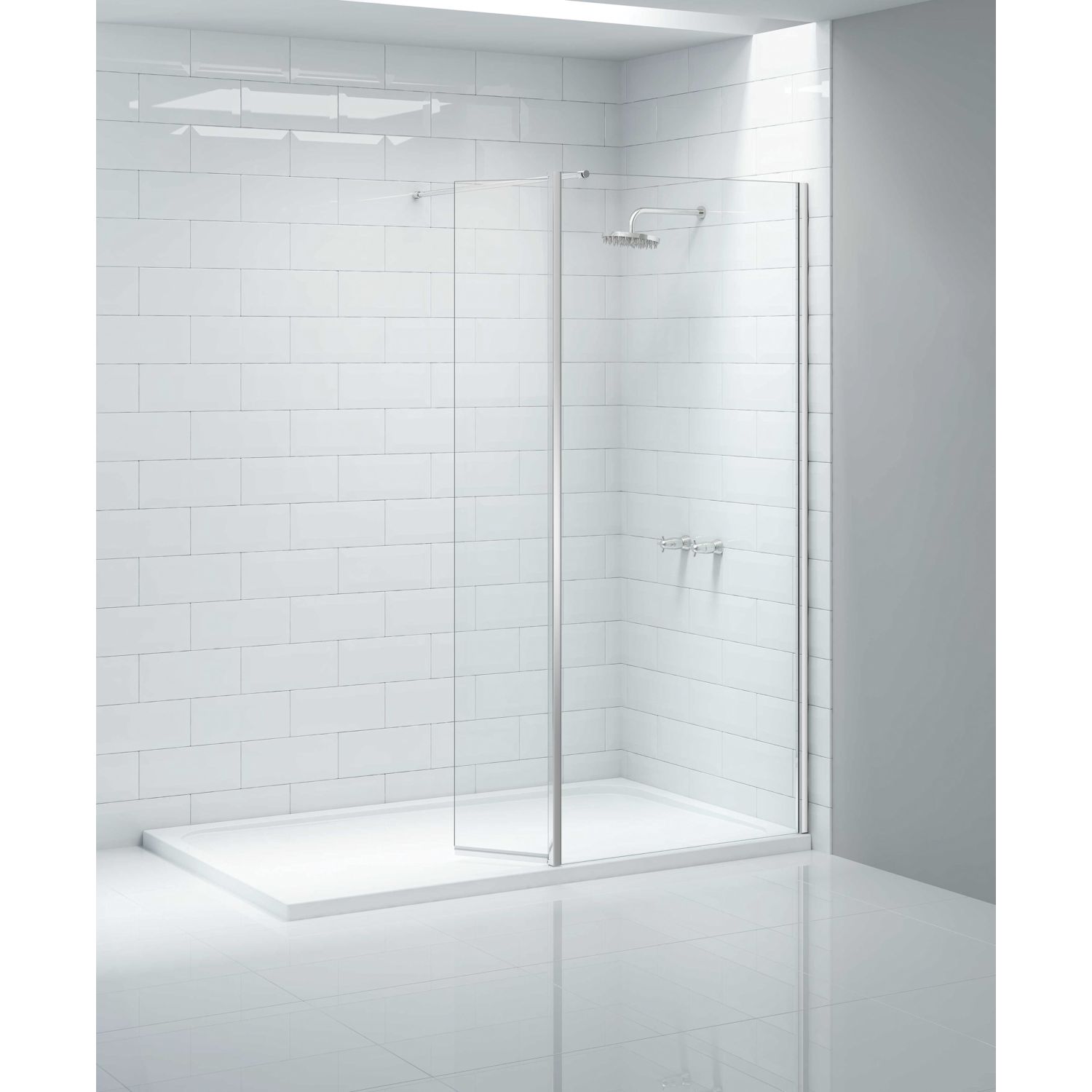 Triton Neo Frameless Showerwall & Swivel Panel Chrome 1000mm x 2015mm (778TK)