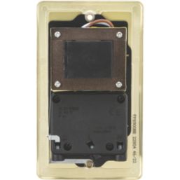 Knightsbridge  2-Gang Dual Voltage Shaver Socket 115 V / 230V Brushed Brass with Black Inserts