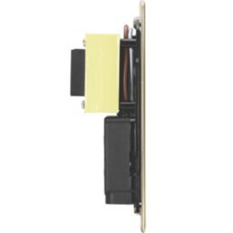 Knightsbridge  2-Gang Dual Voltage Shaver Socket 115 V / 230V Brushed Brass with Black Inserts