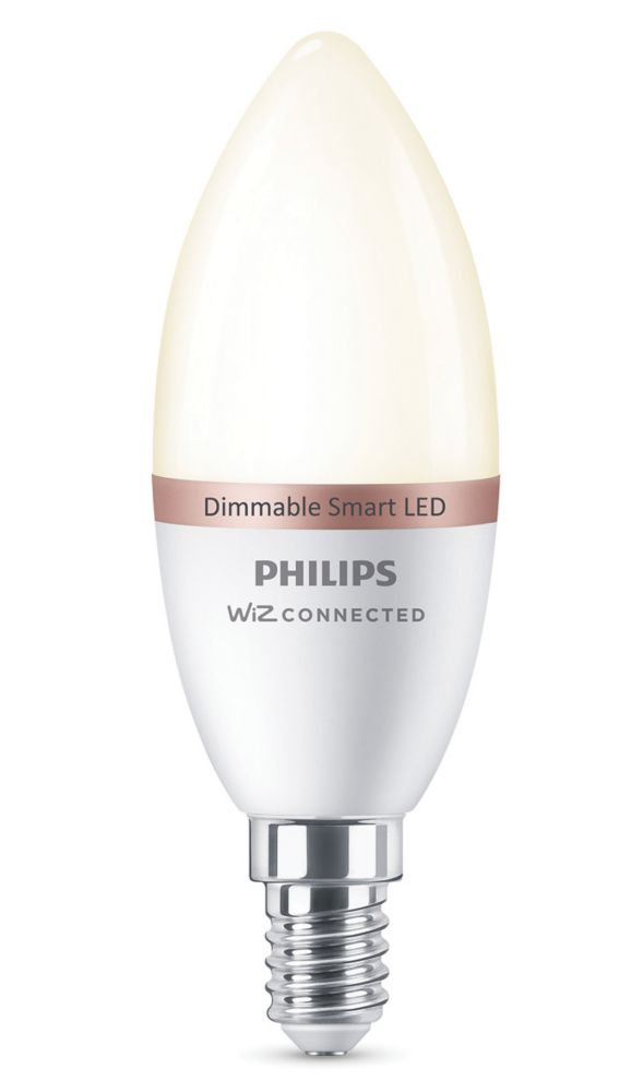 shutter Downtown Inflate Philips Warm White C37 E14 SES Candle LED Smart Light Bulb 4.9W 470lm -  Screwfix