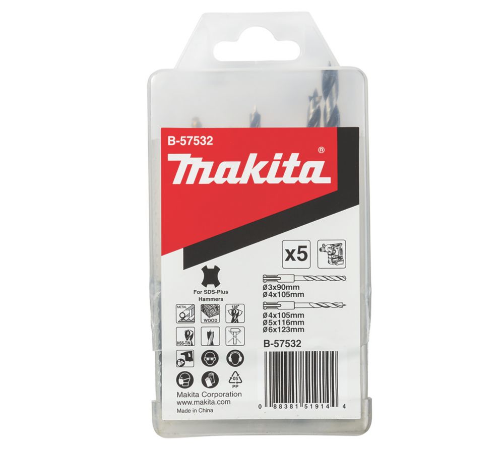 Makita B57532 SDS Plus Shank Drill Bits 5 Pieces Screwfix