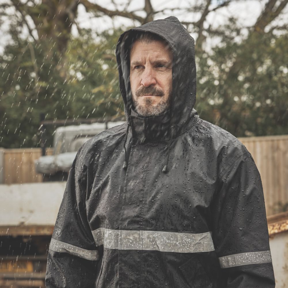 sulvam zip up rain coat ブラック　S Site Cleworth Waterproof Jacket Black Large Size 41-43