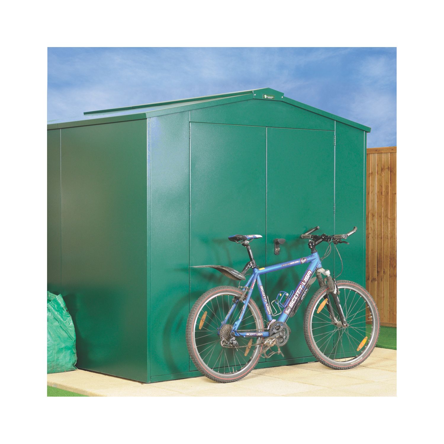 Asgard Gladiator 7' 6" x 7' 6" (Nominal) Apex Metal Shed Green (7792K)