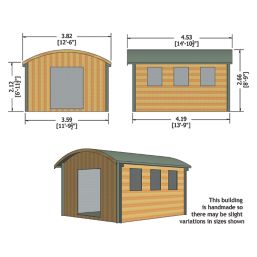 Shire Kilburn 12' x 14' (Nominal) Arched Timber Log Cabin