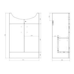 Idaho 2-Door Bathroom Vanity Unit with Ceramic Basin  Gloss White 560mm x 420mm x 855mm