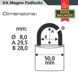 Burg-Wachter  Keyed Alike    Padlocks Brass 50mm 5 Pack