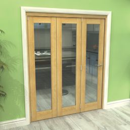 Green & Taylor  3-Door 1-Clear Light Unfinished Oak Wooden Shaker Internal Bi-Fold Door 2060mm x 1446mm