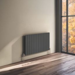 Reina Flat Double 600mm x 1254mm 4369BTU Anthracite Horizontal Designer Radiator