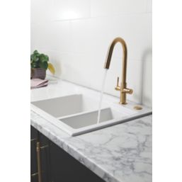 Clearwater Topaz J-Spout Monobloc Mixer Tap Brushed Brass PVD