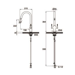 Clearwater Topaz J-Spout Monobloc Mixer Tap Brushed Brass PVD