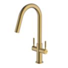 Clearwater Topaz J-Spout Monobloc Mixer Tap Brushed Brass PVD