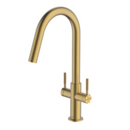Clearwater Topaz J-Spout Monobloc Mixer Tap Brushed Brass PVD