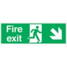 Essentials  Non Photoluminescent "Fire Exit Down Right" Signs 150mm x 450mm 100 Pack