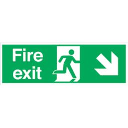 Non Photoluminescent "Fire Exit Down Right" Signs 150mm x 450mm 100 Pack