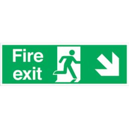 Essentials  Non Photoluminescent "Fire Exit Down Right" Signs 150mm x 450mm 100 Pack