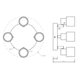 Knightsbridge  Round 4-Light Quad GU10 Ceiling Spotlight Matt Black