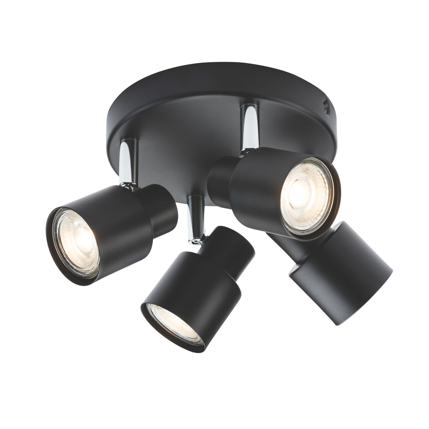 Knightsbridge Round 4-Light Quad GU10 Ceiling Spotlight Matt Black (779GA)