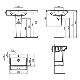 Ideal Standard i.life S Washbasin & Pedestal 1 Tap Hole 550mm
