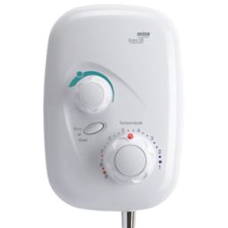 Mira Event XS Dual Gravity-Pumped White/Chrome Thermostatic Power Shower