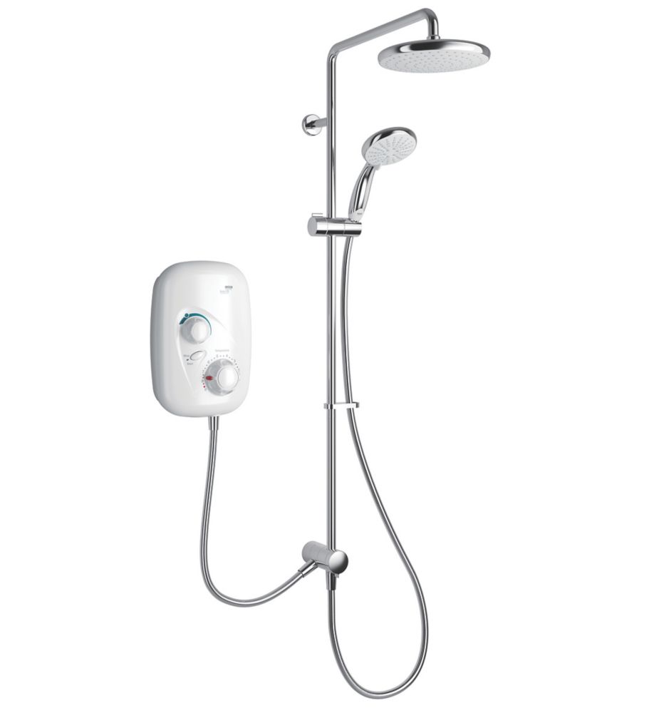 Mira Event XS Dual GravityPumped White & Chrome Thermostatic Power