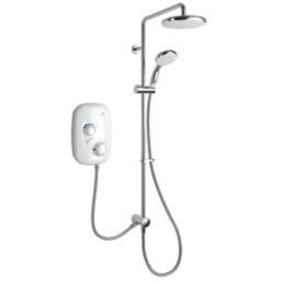 Mira Event XS Dual Gravity-Pumped White & Chrome Thermostatic Power Shower