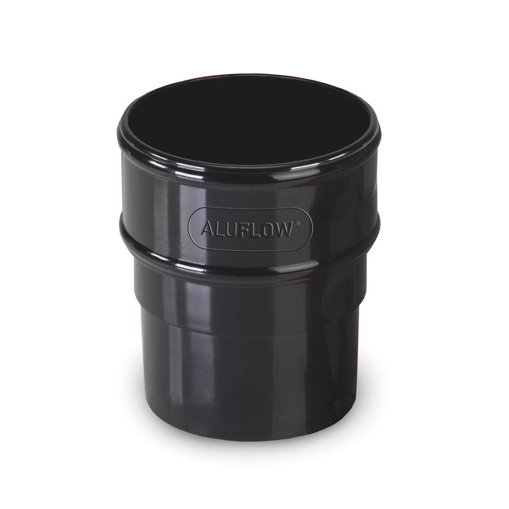 Aluflow Round Aluminium Downpipe Connector Black 68mm Screwfix