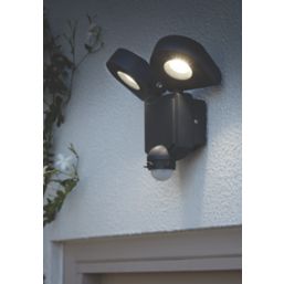 LAP Dryden-2 Outdoor LED Floodlight With PIR Sensor Charcoal 20W 1900lm
