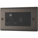 British General Nexus Metal 2-Gang Triplex TV Socket Black Nickel