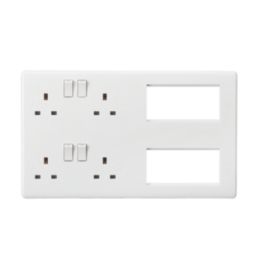 Knightsbridge Curved Edge 13A 2 x 2-Gang DP Combination Plate with space for up to 8 modular inserts  White