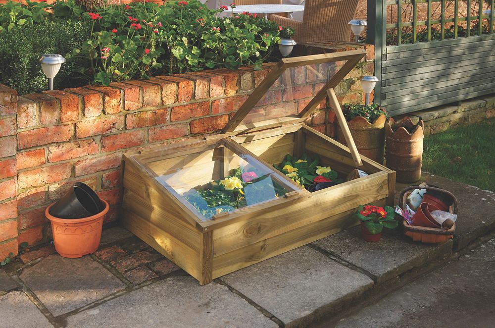Forest Rectangular Overlap Cold Frame Natural Wood 1090mm x 630mm x ...