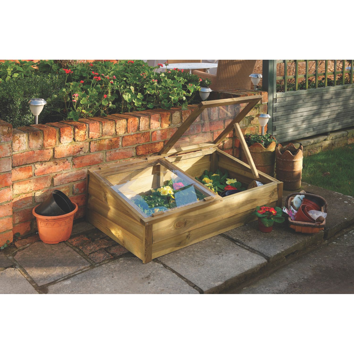 Forest Rectangular Overlap Cold Frame Natural Wood 1090mm x 630mm x 380mm (7809X)