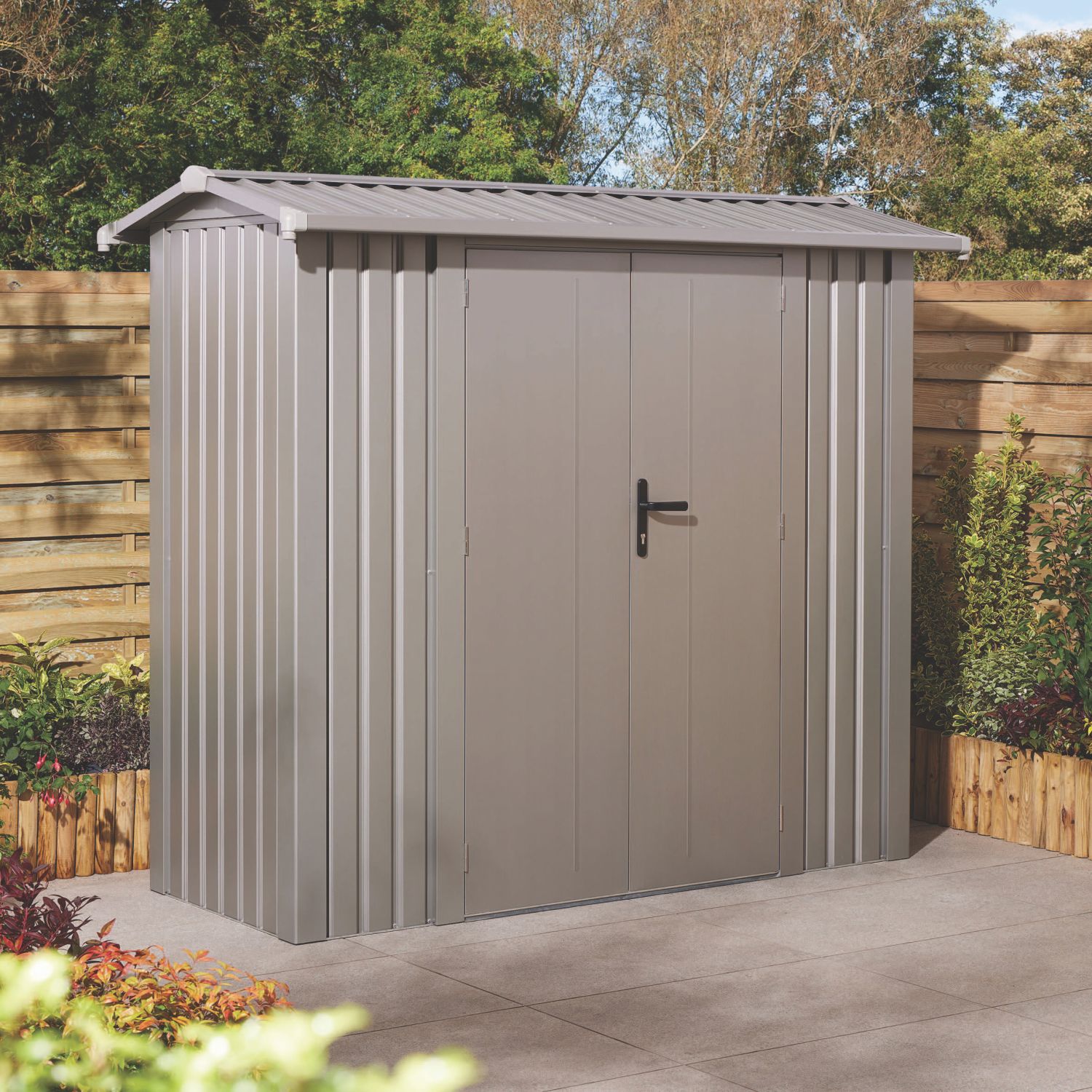 Rowlinson Brentvale 7' x 2' 6" (Nominal) Apex Metal Shed Grey (780CL)