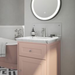 Splashback  Bathroom Splashback Crystal Clear with Satin Chrome Caps 250mm x 600mm x 4mm