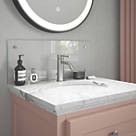 Splashback  Bathroom Splashback Crystal Clear with Satin Chrome Caps 600mm x 250mm x 4mm