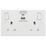 British General 900 Series 13A 2-Gang SP Switched Socket + 3A 30W 2-Outlet Type A & C USB Charger White