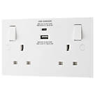 British General 900 Series 13A 2-Gang SP Switched Socket + 3A 2-Outlet Type A & C USB Charger White