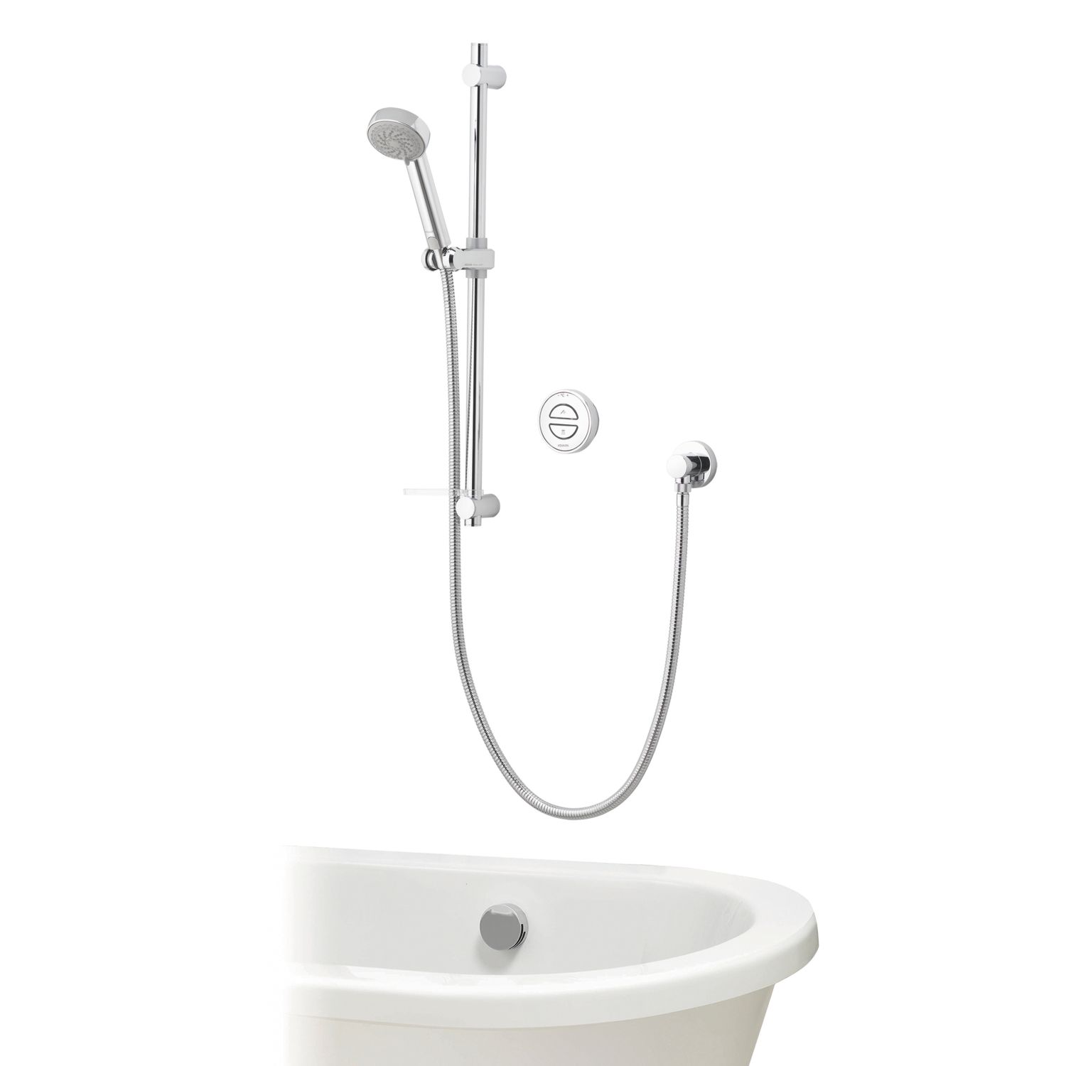 Aqualisa Smart Link Gravity-Pumped Rear-Fed Chrome Thermostatic Shower with Bath Overflow Filler (780JX)