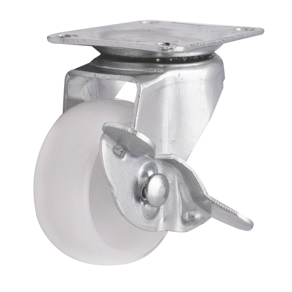 Essentials Braked Swivel Castor 50mm White Screwfix