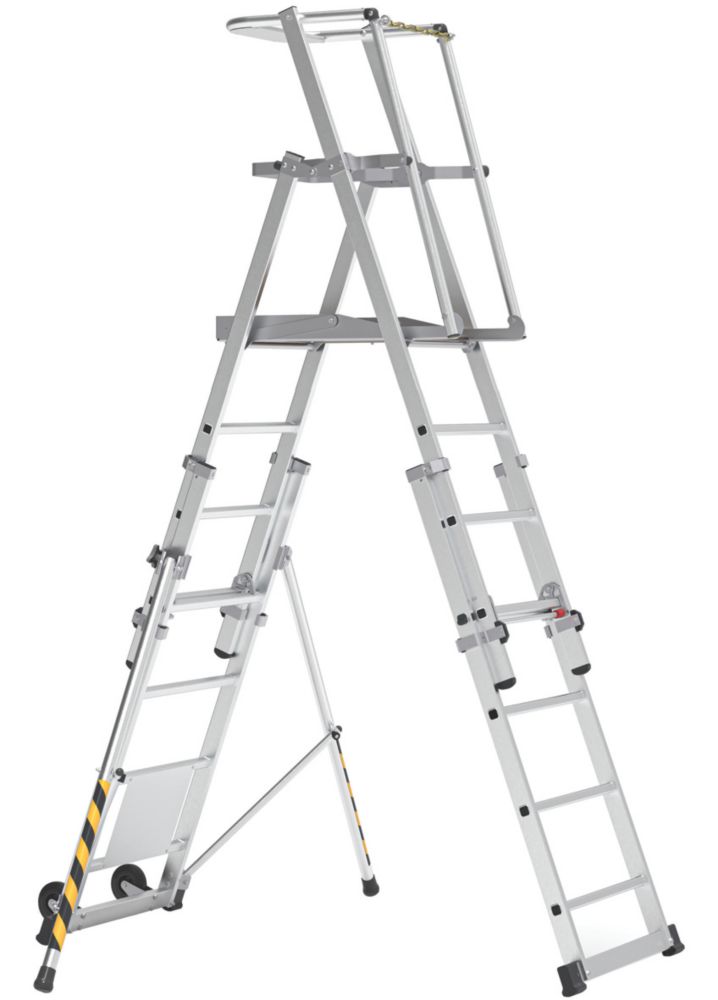 Boss 2.86m Aluminium 2 x 7 Step Telescopic Platform Ladder With Handrail