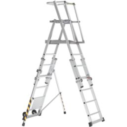 Boss 2.86m Aluminium 2 x 7 Step Telescopic Platform Ladder With Handrail