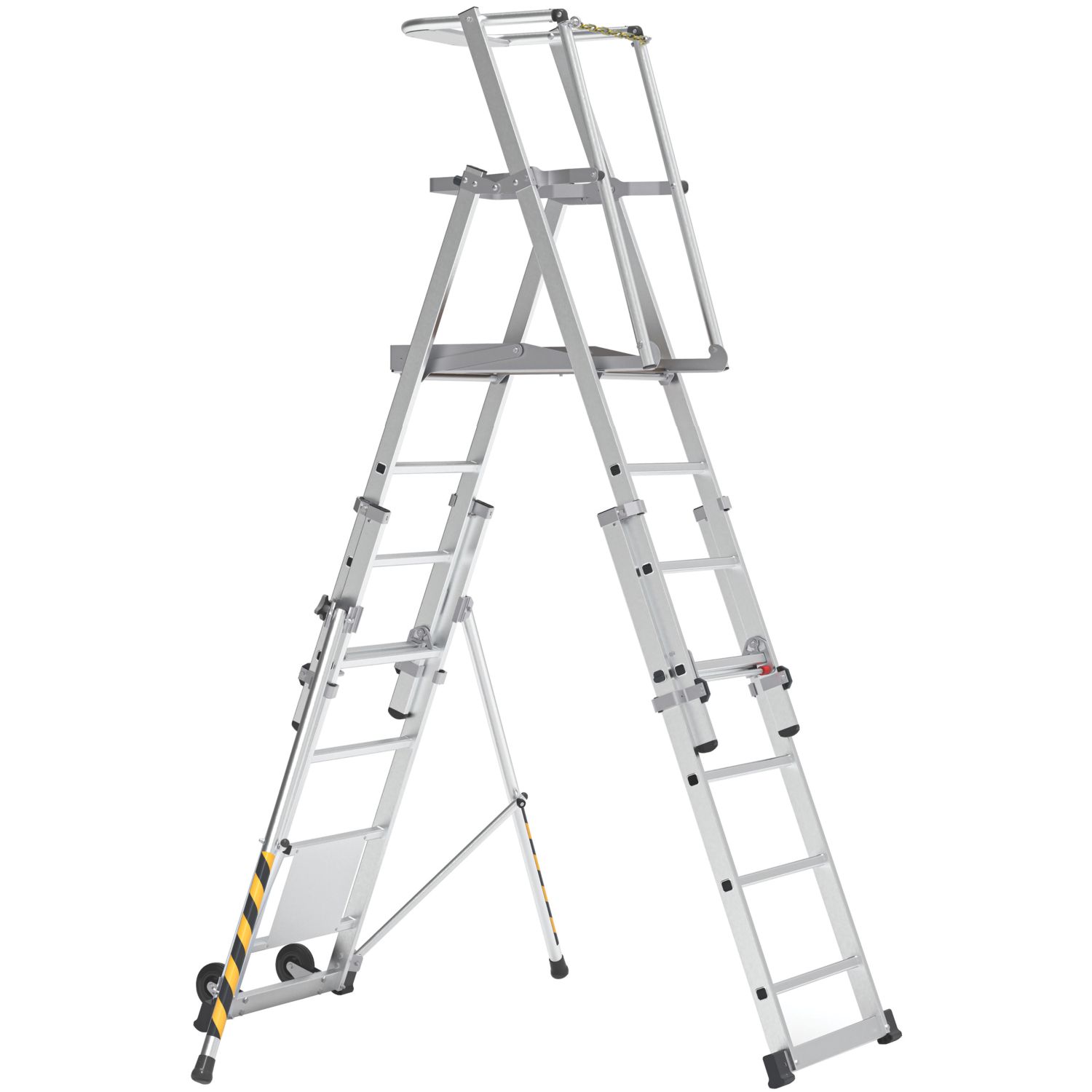 Boss 2.86m Aluminium 2 x 7 Step Telescopic Platform Ladder With Handrail (780PG)