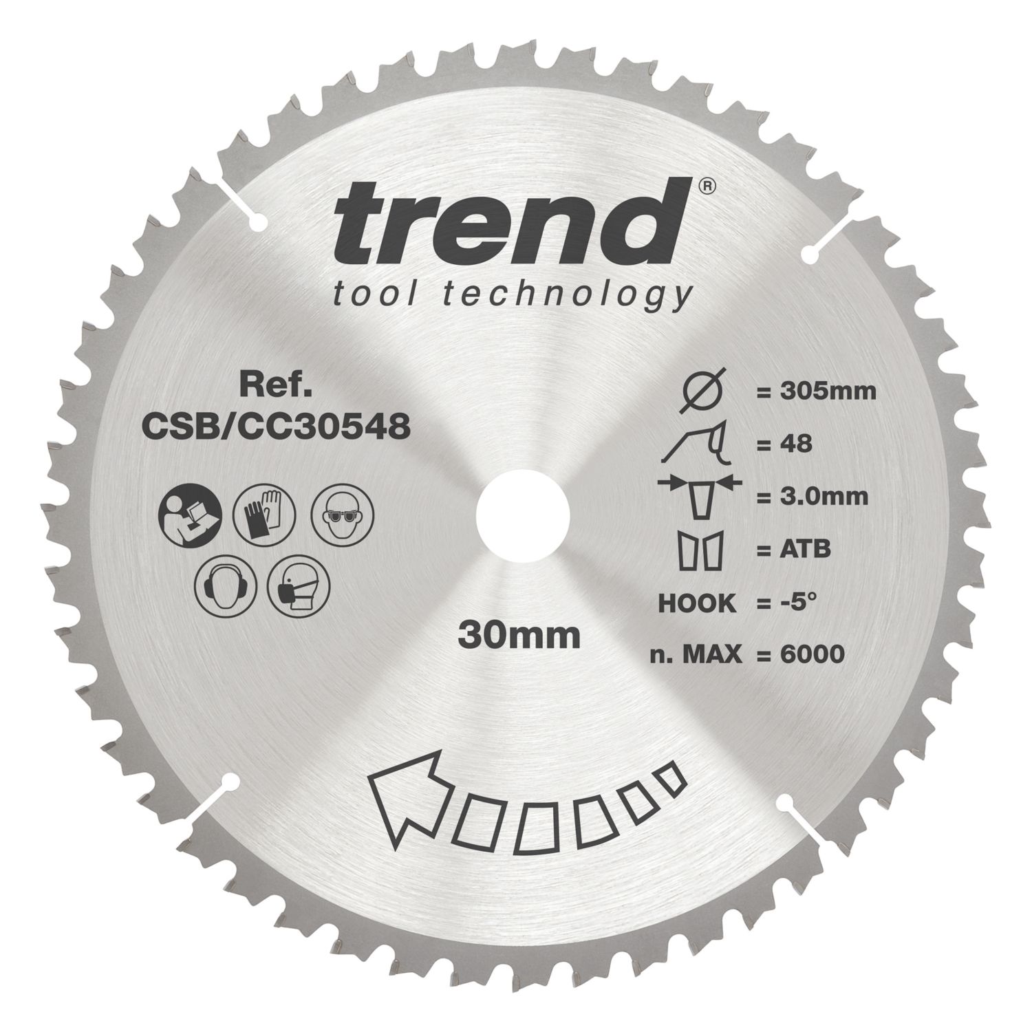 Trend CSB/CC30548 Wood/Chipboard/MDF Circular Saw Blade 305mm x 30mm 48T (780PX)