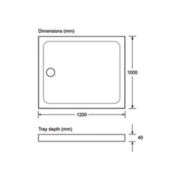 Mira Flight Safe Rectangular Shower Tray White 1200mm x 1000mm x 40mm