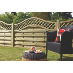 Forest Prague  Lattice Curved Top Fence Panels Natural Timber 6' x 5' Pack of 6
