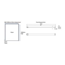 Palermo  Semi-Framed Showerwall Glass Chrome 1000mm x 1950mm
